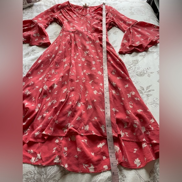 Anthropologie Shoshanna Millie 100% Silk Floral Flare Sleeve Midi Dress 4 Boho - Picture 12 of 16